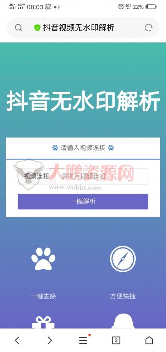 抖音无水印解析网站精美源码-无需数据库 安装插图1