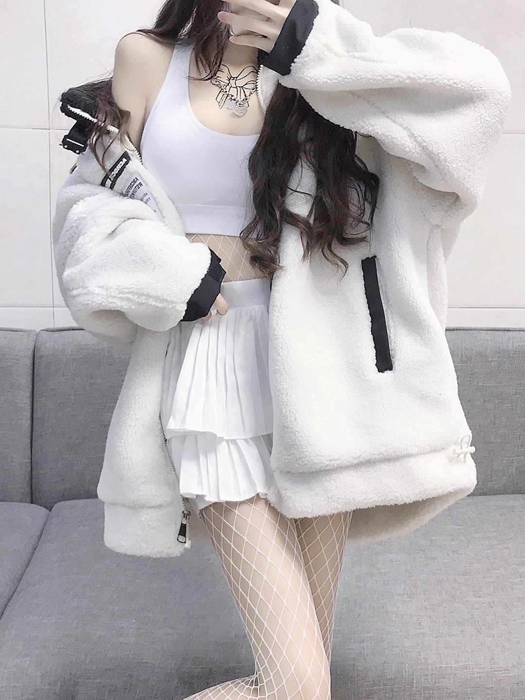 超嫩的超短裙白网袜膝盖粉红小姐姐插图7