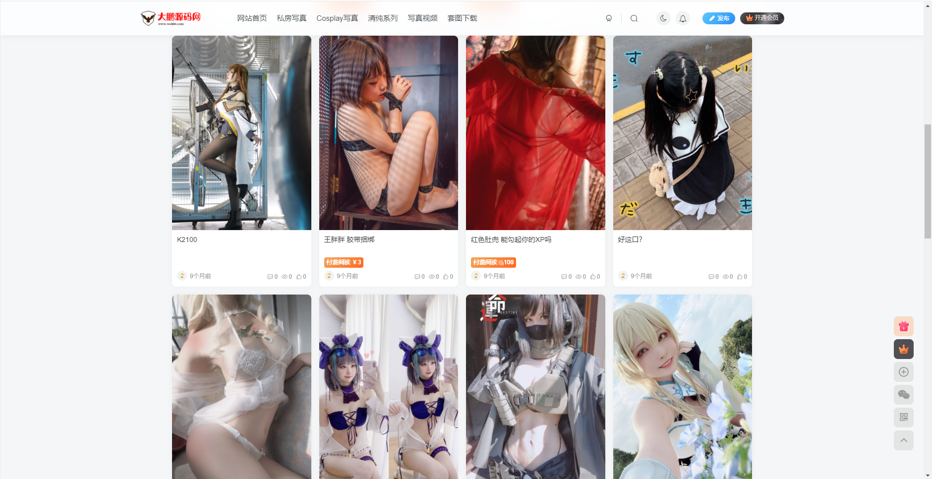 【艺伎社源独家】整站WordPress子比自适应美女写真网站美图整站带数据源码艺伎社源亲测插图3