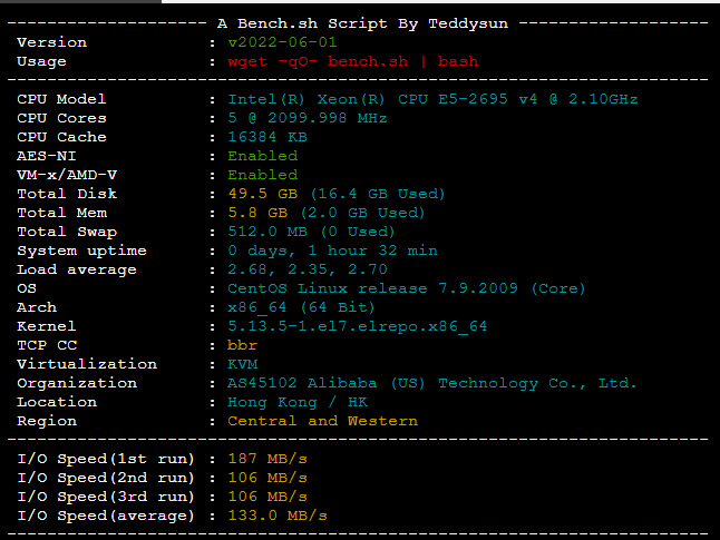 狗云(dogyun)：简单测评“香港-KC”数据中心的“三网优化”的线路弹性云服务器
