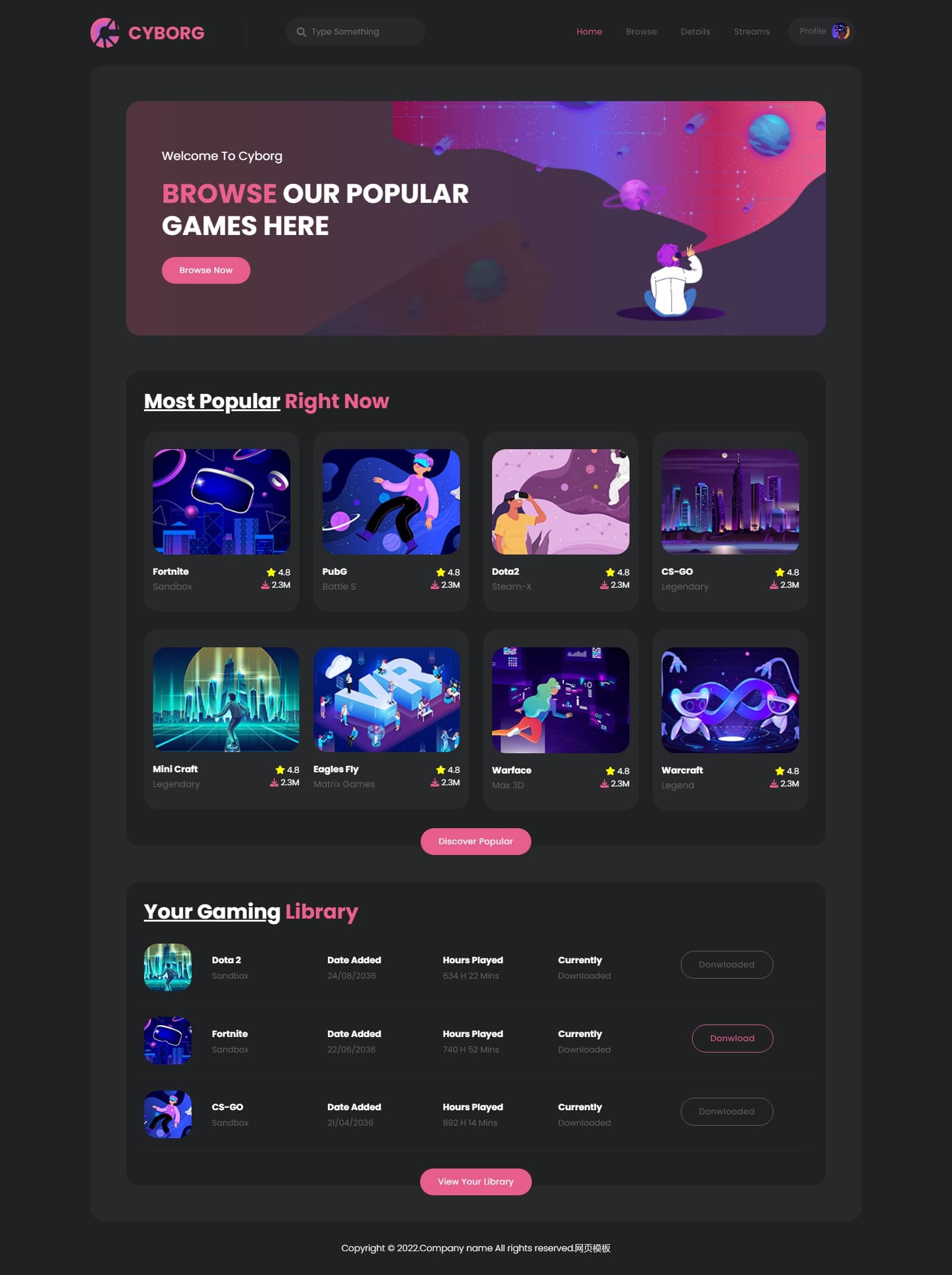 D1215 【HTML5模板】热门游戏体验宣传网站源码